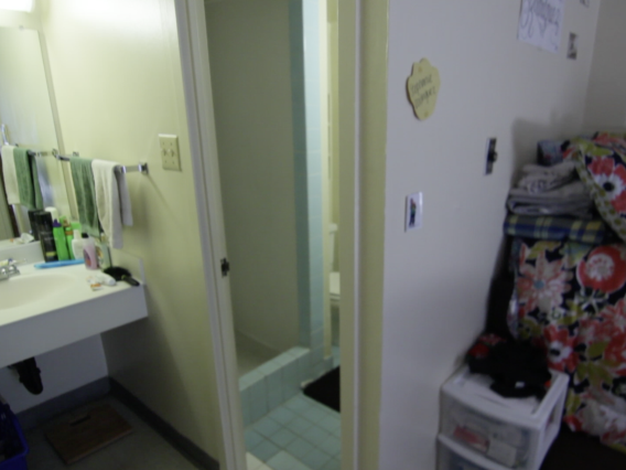 babcock dorm room including bathroom