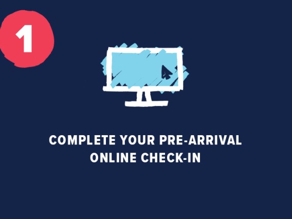 Computer Icon with "Complete your pre-arrival online check-in" underneath