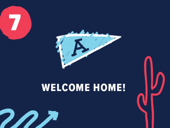 'A' in a flag pennant icon, with "Welcome home!" underneath