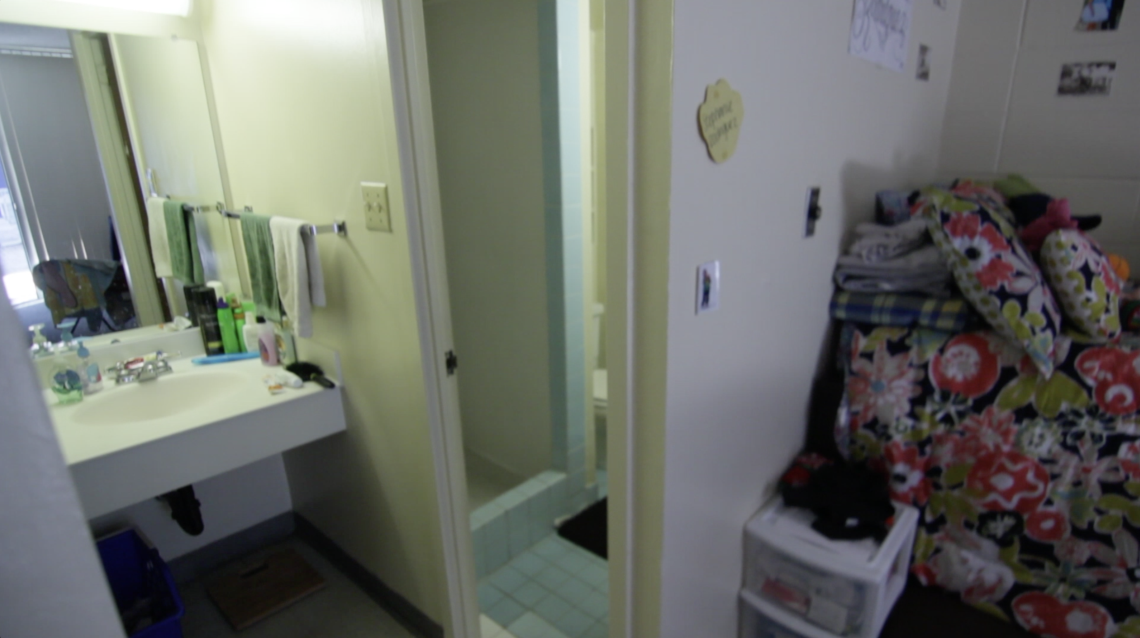 babcock dorm room including bathroom