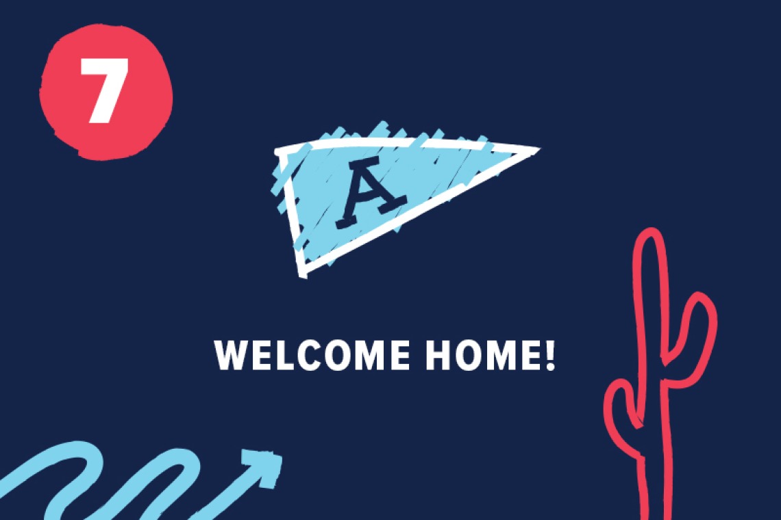 'A' in a flag pennant icon, with "Welcome home!" underneath