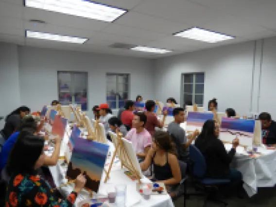 Room of people painting