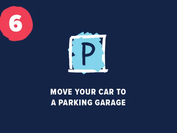 Parking icon with "Move your car to a parking garage" underneath