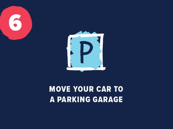 Parking icon with "Move your car to a parking garage" underneath