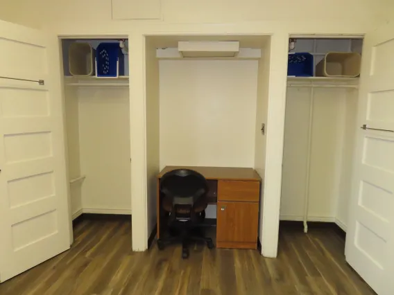 Closets in double dorm room in Cochise