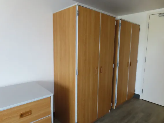 Closets in double dorm room in Pima