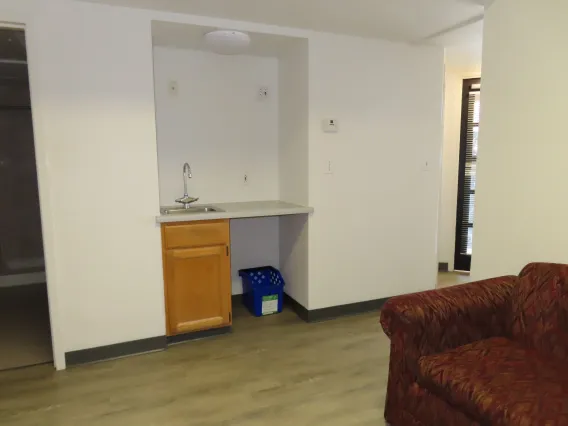 Common area in single dorm room in Pima