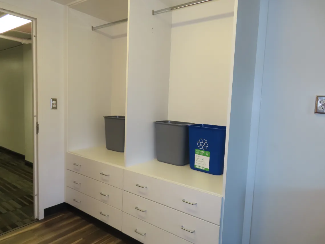 Closets in double dorm room in Coronado