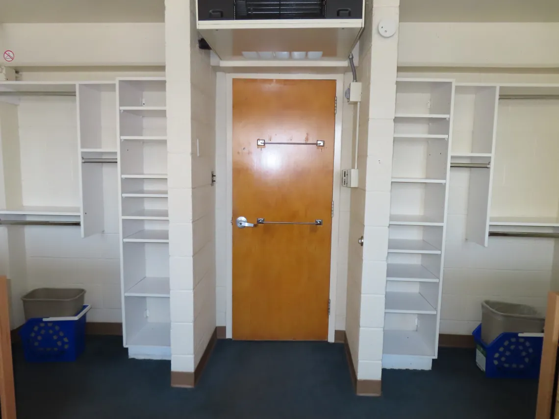 Closets in double dorm room in Manzanita-Mohave