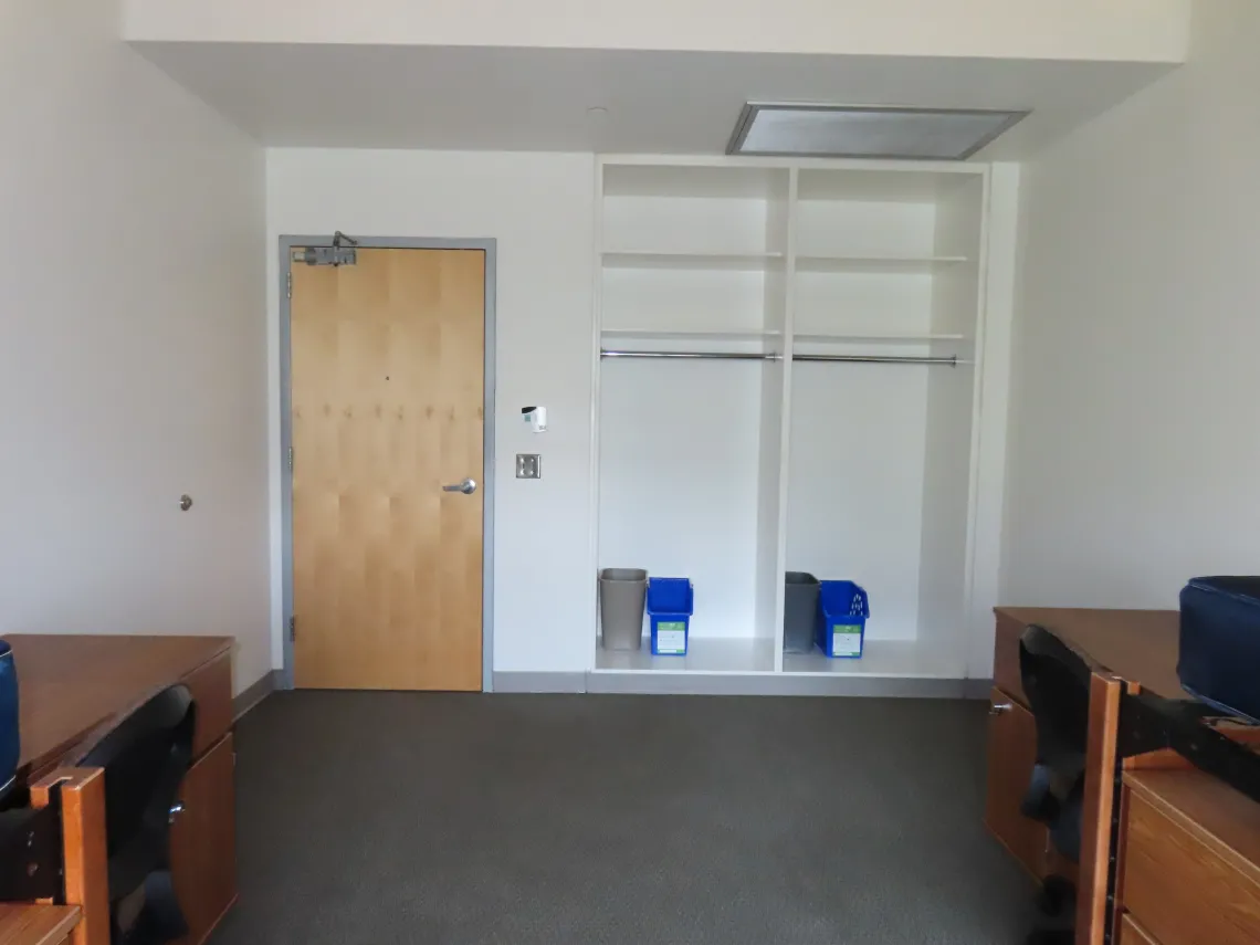 Closets in double dorm room in Likins