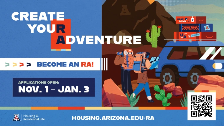 Create Your Adventure graphic featuring a desert landscape.