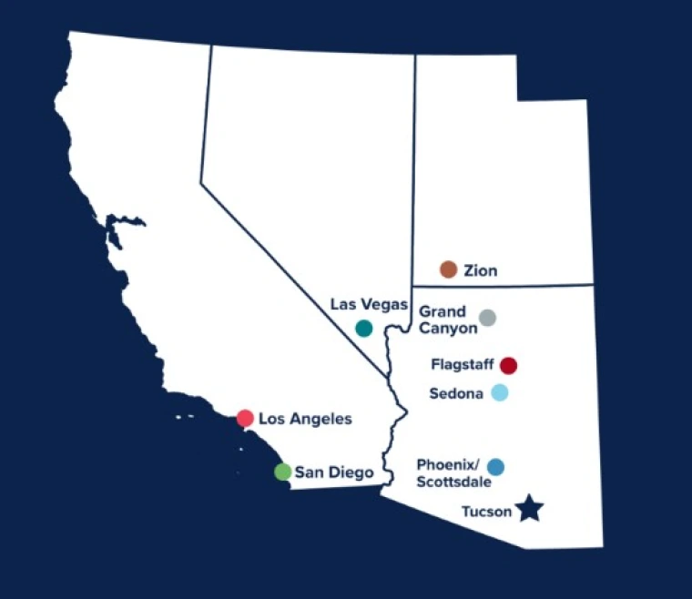 map of nearby getaway attractions